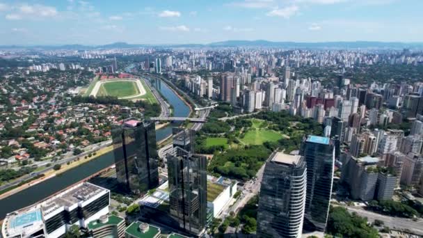 Centro São Paulo Brasil Cityscape Famosa Estrada Pinheiros Escritórios Edifícios — Vídeo de Stock