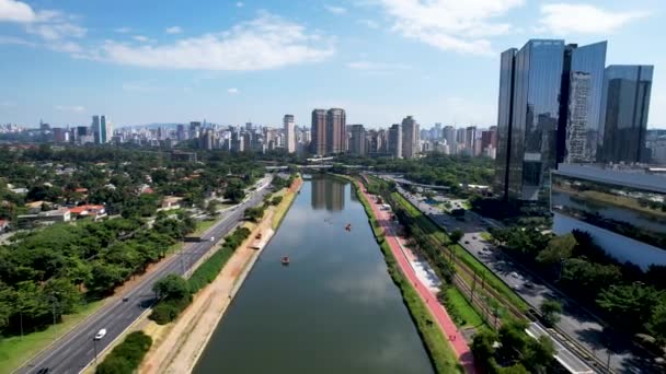 Oficinas Edificios Corporativos Carretera Pinheiros Centro Sao Paulo Brasil Distrito — Vídeo de stock