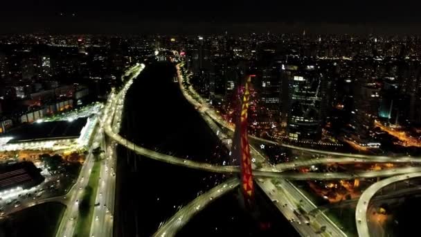 Gece Sao Paulo Brezilya Şehir Merkezi Şehir Merkezinin Tarihi Merkezi — Stok video