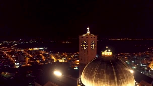 Paisaje Nocturno Religión Santuario Iglesia Punto Referencia Brasil Santuario Famosa — Vídeo de stock