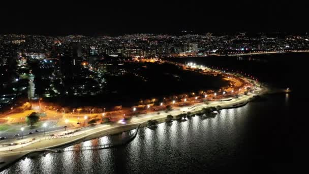 Paisagem Noturna Paisagem Urbana Porto Alegre Brasil Marco Horizonte Cidade — Vídeo de Stock