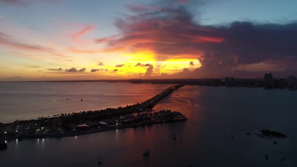 Panoramique Large Paysages Magnifiques Célèbre Ville Côtière Miami États Unis — Video
