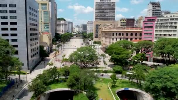 Santa Efigencia Viaduct Bij Stadsgezicht Sao Paulo Brazilië Prachtig Landschap — Stockvideo