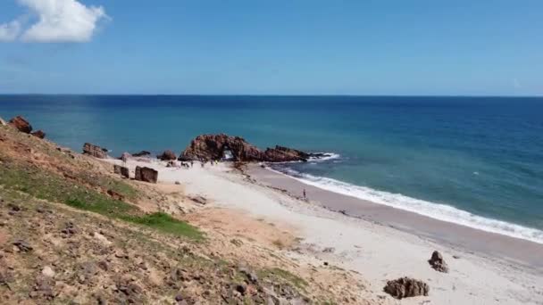 Jericoacoara Ceara Brasil Paisaje Aéreo Paisajes Playa Tropical Para Destino — Vídeos de Stock