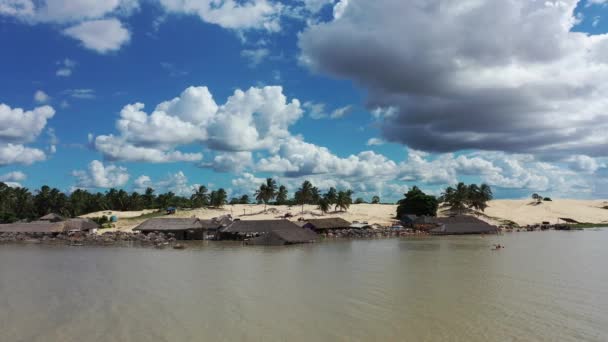 Jericoacoara Ceara Brasil Paisaje Aéreo Paisajes Playa Tropical Para Destino — Vídeos de Stock