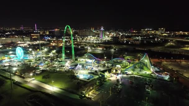 Nacht Landschap Van Verlichting Attractie Pretpark Het Centrum Van Orlando — Stockvideo