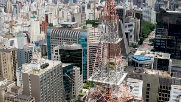 Sao Paulo Brezilya Şehir Merkezindeki Paulista Bulvarı Şehrin Turizm Tarihi — Stok video
