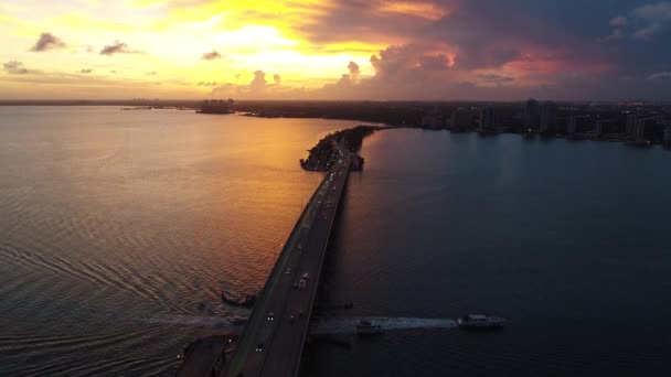 Panoramique Large Paysages Magnifiques Célèbre Ville Côtière Miami États Unis — Video