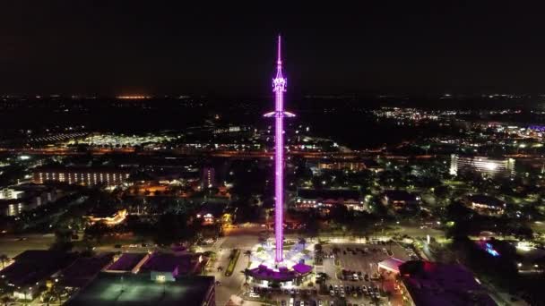 Night Scape Landscape Illuminated Attraction Amusement Park Downtown Orlando Florida — Stock Video