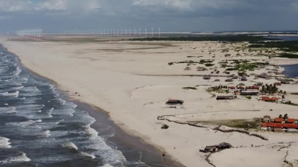 Αμμόλοφοι Και Λιμνοθάλασσες Βρόχινου Νερού Στον Βορειοανατολικό Βραζιλιάνικο Παράδεισο Παγκόσμιους — Αρχείο Βίντεο