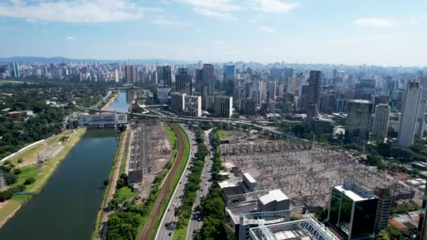 Escritórios Edifícios Corporativos Rodovia Pinheiros Centro São Paulo Brasil Distrito — Vídeo de Stock