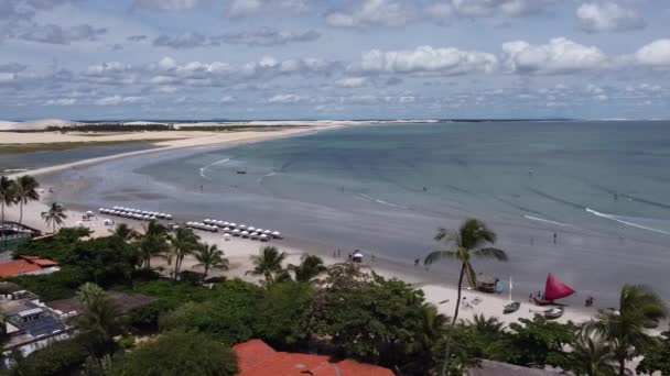 Jericoacoara Ceara Brazil Letecká Krajina Tropické Plážové Scenérie Pro Dovolenou — Stock video