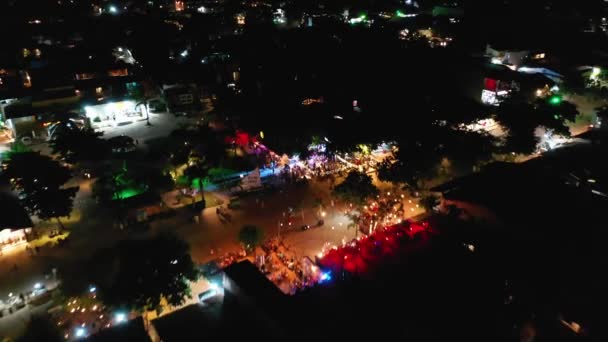 Paisaje Nocturno Del Centro Histórico Jericoacoara Brasil Colorido Paisaje Vida — Vídeo de stock