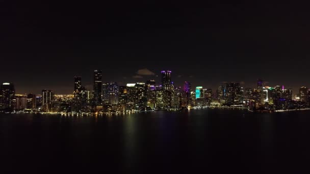 Paysage Nocturne Miami Bay Centre Ville Miami Floride États Unis — Video