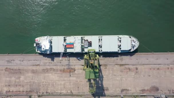Panning Breed Van Vrachtschip Bij Santos Haven Brazilië Containerschip Aan — Stockvideo