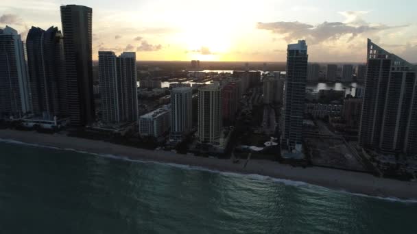 Потрясающий Пейзаж Знаменитом Прибрежном Городе Майами Сша Туристические Направления Тропические — стоковое видео