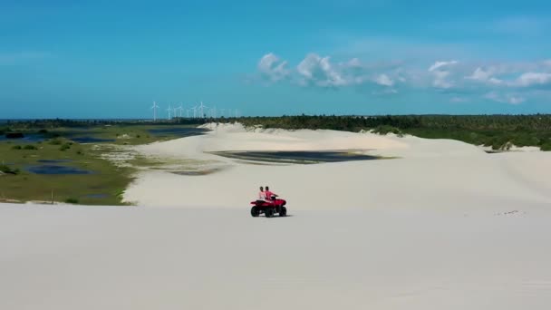 Panorama Vista Aérea Jericoacoara Ceará Brasil Cênicas Dunas Verão Praia — Vídeo de Stock