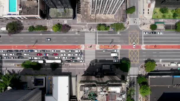 Vista Superior Avenida Paulista Centro Sao Paulo Brasil Impresionante Paisaje — Vídeos de Stock