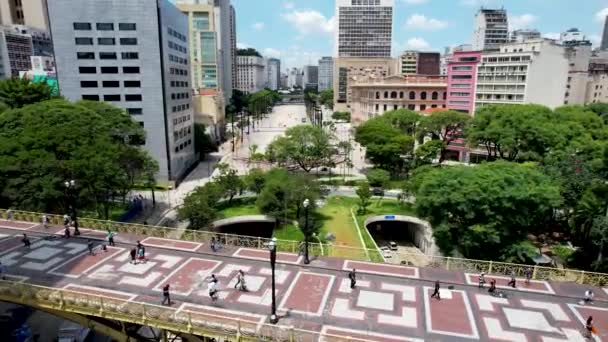 Santa Efigencia Viadukt Sao Paulo Brazíliában Lenyűgöző Táj Történelmi Belvárosában — Stock videók