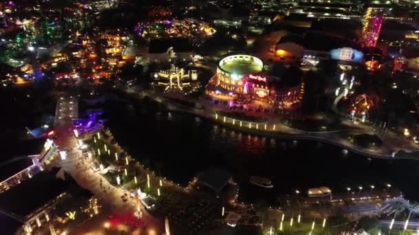 Paisagem Noturna Atração Iluminação Parque Diversões Centro Orlando Estados Unidos — Vídeo de Stock