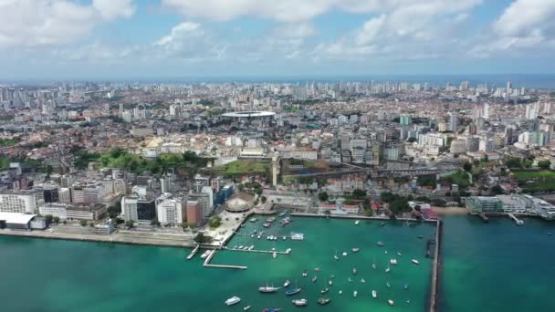 Salvador Bahia Brezilya Şehir Merkezi Turizm Kartpostalındaki Tarihi Binalar Şehrin — Stok video