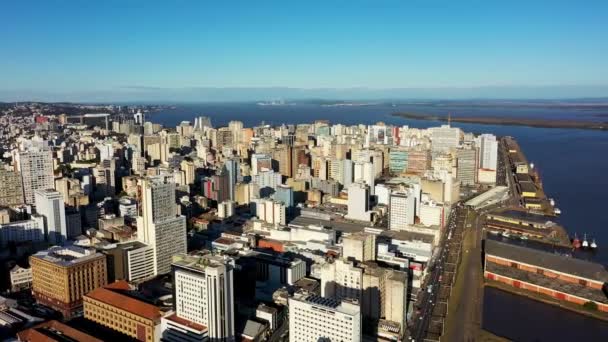 Downtown Porto Alegre Brazil Rio Grande Sul State Cityscape Tourism — Stockvideo