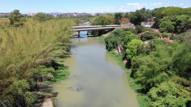 Vue Aérienne Station Traitement Nettoyage Des Égouts Mogi Guacu Sao — Video