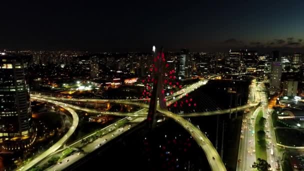 Nacht Het Centrum Van São Paulo Brazilië Stadsgezicht Centrum Historisch — Stockvideo