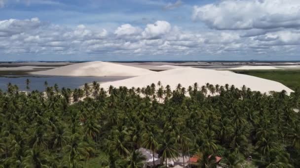 Panorama Luftaufnahme Von Jericoacoara Ceara Brasilien Landschaftlich Reizvoller Dünen Strand — Stockvideo