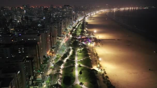 Nattebillede Kystbyen Santos Sao Paulo Brasilien Natteliv Landskab South Coastal – Stock-video