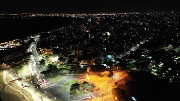 Night Landscape Downtown Porto Alegre Brazil Rio Grande Sul State — Stock Video