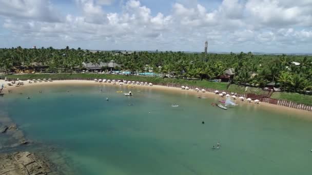 ブラジル北東部の有名な旅行先での海の湾の水 熱帯の風景の海岸の有名な旅行先 カリブ海のビーチ — ストック動画