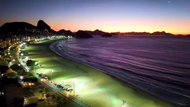 Spiaggia Notturno Timelapse Paesaggio Tropicale Destinazioni Viaggio Estive Spiaggia Copacabana — Video Stock