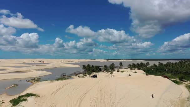 Vista Aerea Panoramica Gerico Acoara Ceara Brasile Spiaggia Panoramica Dune — Video Stock
