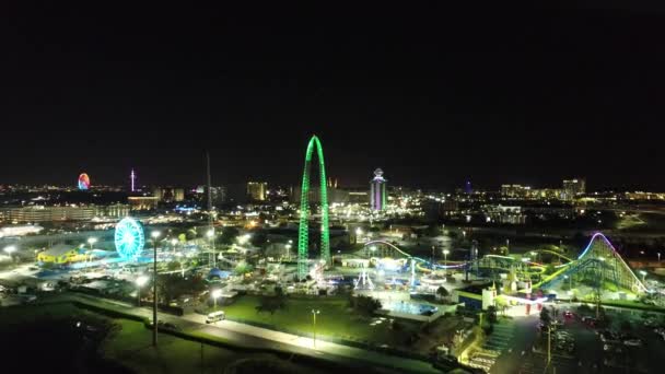 Night Scape Landscape Illuminated Attraction Amusement Park Downtown Orlando Florida — Stock Video