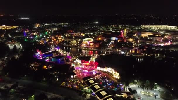 Paesaggio Paesaggio Notturno Attrazione Illuminata Parco Divertimenti Nel Centro Orlando — Video Stock