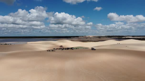 Panorama Air View Jericoacoara Ceara Brazil Англійською Сценічні Літні Дюни — стокове відео