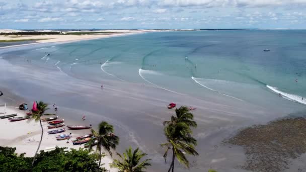 Jericoacoara Ceará Brasil Paisagem Aérea Paisagens Praia Tropical Para Destino — Vídeo de Stock