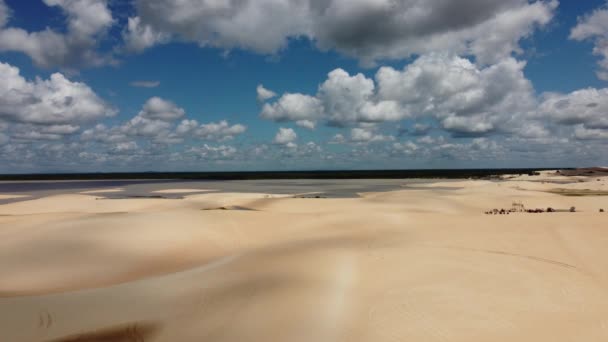 Panorama Vista Aérea Jericoacoara Ceará Brasil Cênicas Dunas Verão Praia — Vídeo de Stock