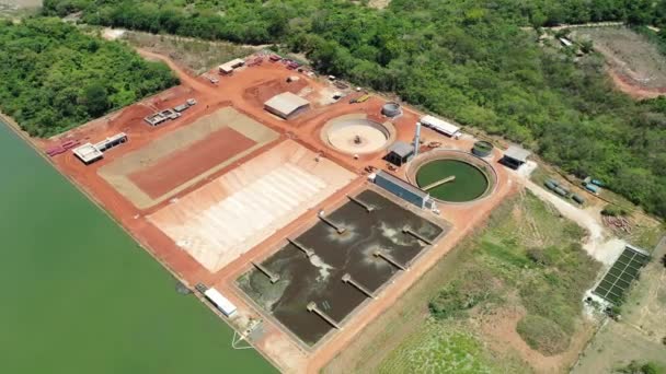 Αεροφωτογραφία Του Σταθμού Καθαρισμού Λυμάτων Νερού Mogi Guacu Σάο Πάολο — Αρχείο Βίντεο