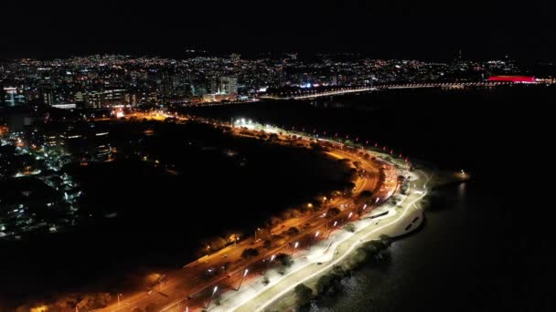 Porto Alegre Éjszakai Tájképe Brazíliáról Brazil Város Látképét Épületek Porto — Stock videók