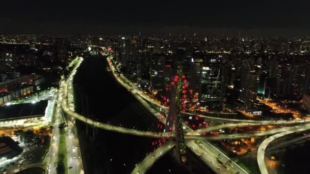 Nacht Het Centrum Van São Paulo Brazilië Stadsgezicht Centrum Historisch — Stockvideo