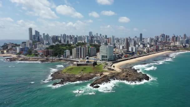 Słynna Latarnia Morska Brazylii Północnym Wschodzie Salvador Bahia Brazylia Tropikalny — Wideo stockowe