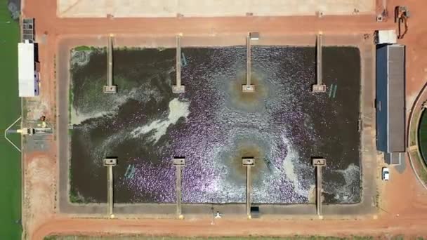 Αεροφωτογραφία Του Σταθμού Καθαρισμού Λυμάτων Νερού Μονάδα Επεξεργασίας Λυμάτων Καθαρισμός — Αρχείο Βίντεο
