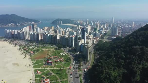 Sao Vicente Eyaleti Sao Paulo Brezilya Nın Havadan Geniş Bir — Stok video