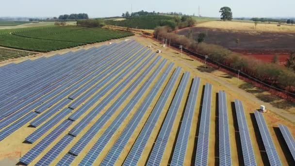 Fattoria Pannelli Solari Fotovoltaici Produzione Energia Verde Pannelli Solari Campo — Video Stock