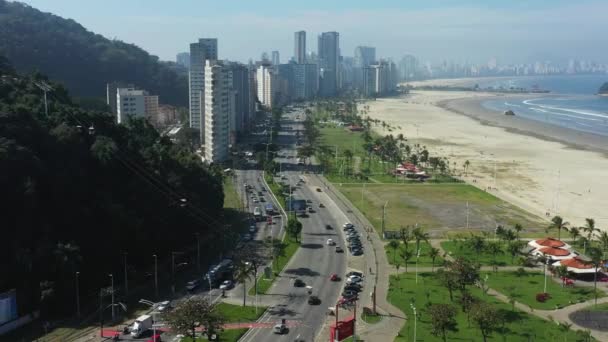 Sao Vicente Eyaleti Sao Paulo Brezilya Nın Havadan Geniş Bir — Stok video