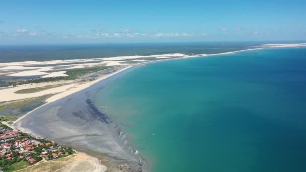 Jericoacoara Ceara Brazilië Luchtlandschap Van Tropische Strand Landschap Voor Vakantie — Stockvideo