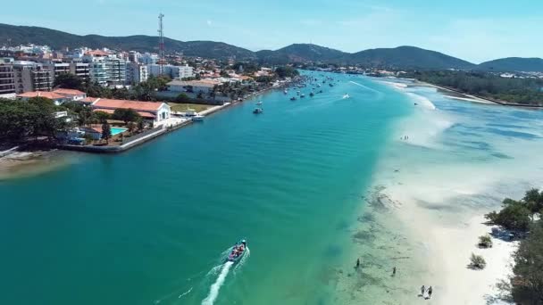 Oszałamiająca Karaibska Woda Wybrzeża Miasta Region Jezior Rio Janeiro Brazylia — Wideo stockowe