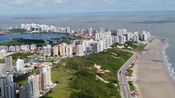 Panning Široká Krajina Historických Budov Hlavního Města Maranhao Centru Sao — Stock video